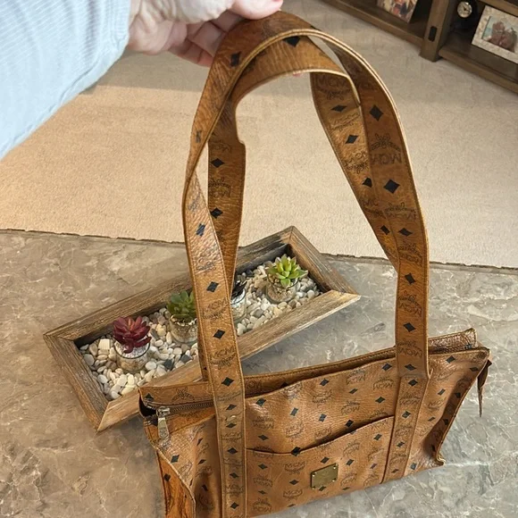 MCM Brown Monogram Tote Bag - Picture 10 of 16